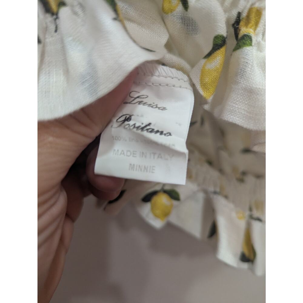Juniors Louisa Positano cropped white linen top w/lemoncello lemon print size XS - Picture 5 of 10